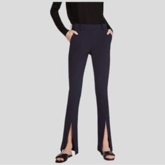 ❤️ A.L.C. Conway Pants Black Mid-rise Wide Leg Front Slit luxury Trousers Size 4 - Picture 1 of 10